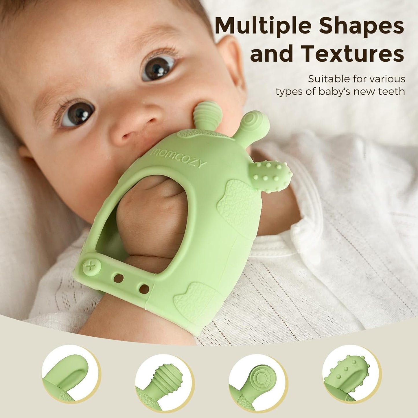 Momcozy Baby Teether Toys | Baby Teething Toys | Baby Teething Relief | Food Grade Silicone Teether Baby Toys | Baby Teether 0-6 Months | Teething Toy 6-12 Months | Baby Essential | Green