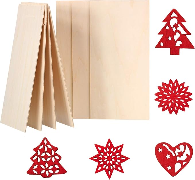 Blulu 10 Pack Basswood Sheets 8 x 4 x 1/16 Inch Thin Plywood Board Sheets