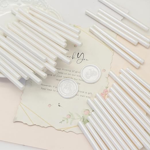 60pcs Wax Seal Sticks with Glue Gun Kit, Pearl White Sealing Wax Sticks