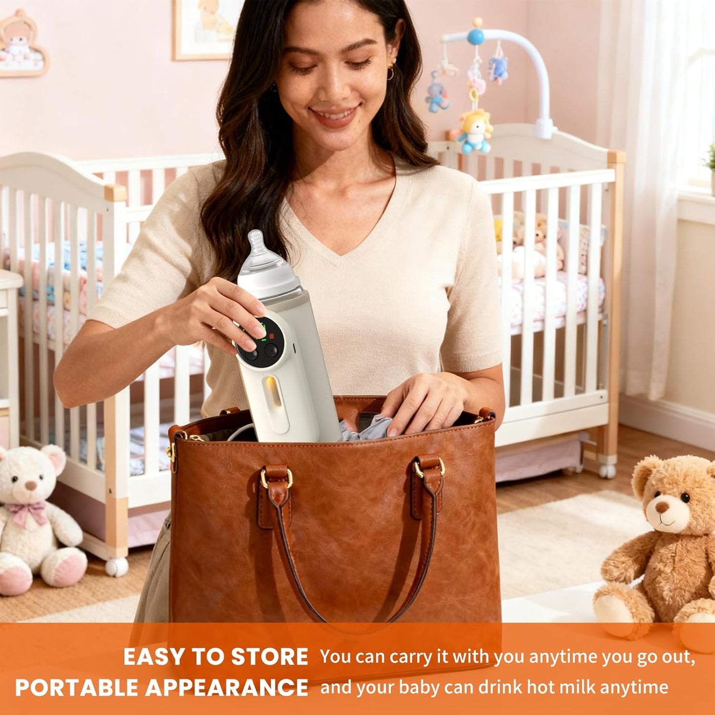 Portable Baby Bottle Warmer Precise Temperature Control via Display Accurate Heating Long-Lasting Battery Life Keeps Warm for 5-8 Hours Charge While Feeding Perfect for Traveling with Baby