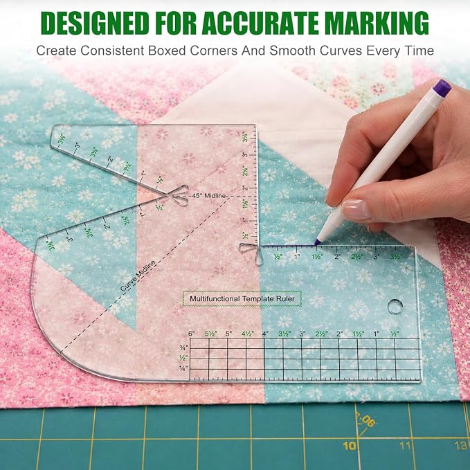 2 Pack Boxed Bag Making Template, 7.5x10 Inch Acrylic Patchwork Ruler Sewing