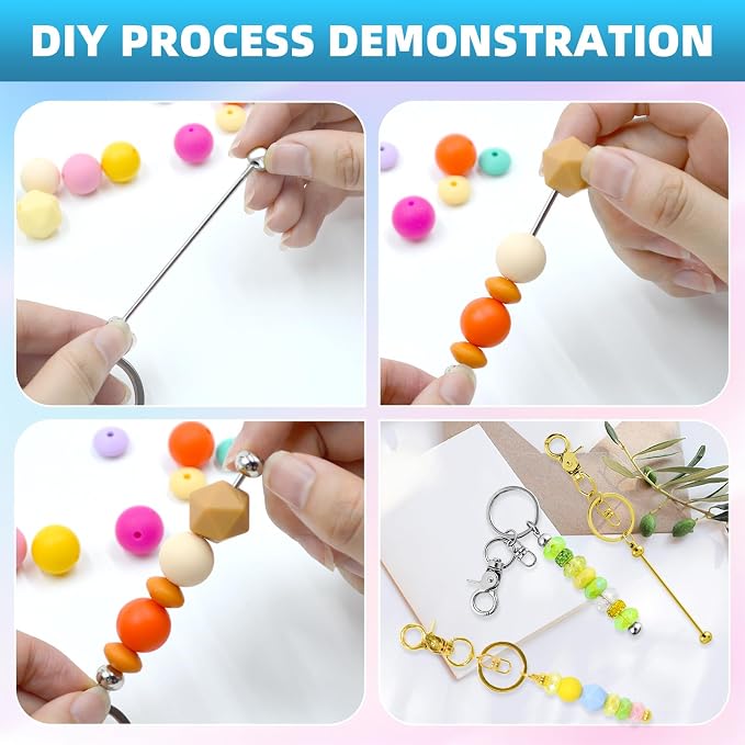 40 Pcs Beadable Keychains Bulk Kit – DIY Keychain Making Supplies