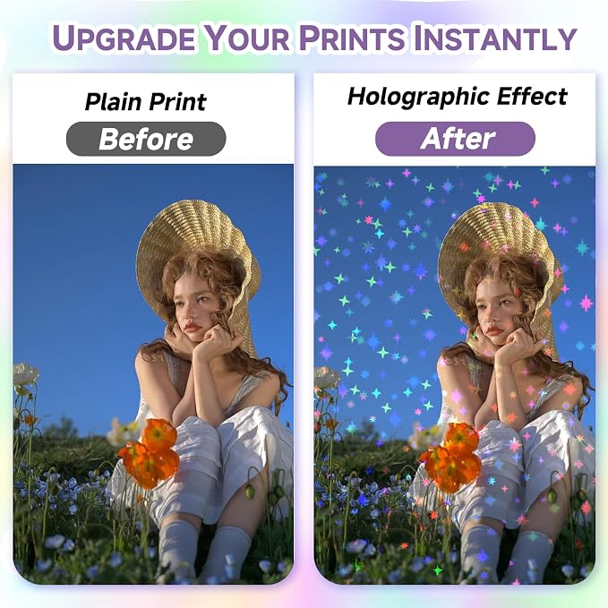 36 Sheets Holographic Sticker Paper Transparent Holographic Laminate Sheets |