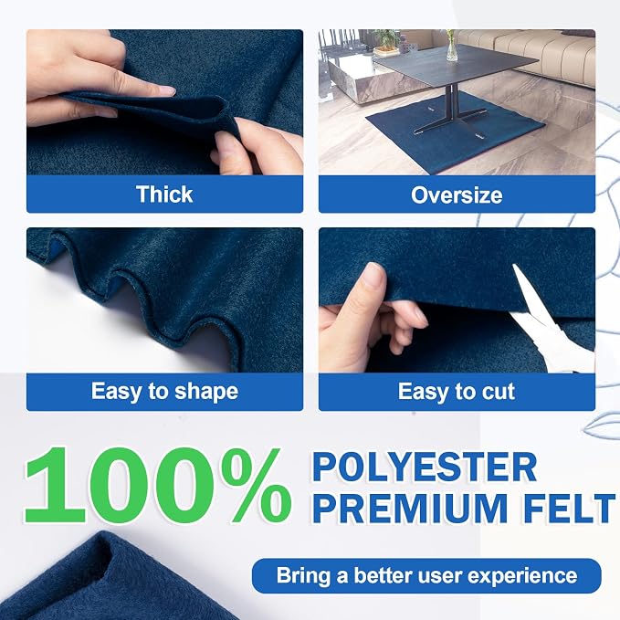 XSEINO Navy Large Felt Fabric 36" X 36 ", 1.4 mm Thick Soft Felt Fabric Sheet