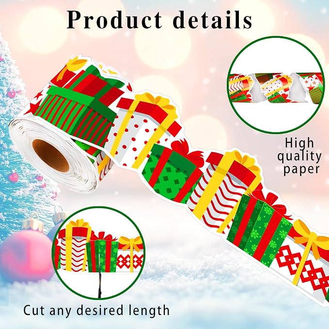 69 Feet Christmas Gift Box Border Red Green Bulletin Board Border Trim