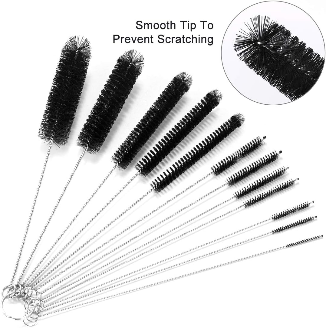 9.5 Inches Long Straw Cleaner Brush Set, 12 Pack Straw Pipe Cleaner Brush Set, Small Brushes for Cleaning Small Parts