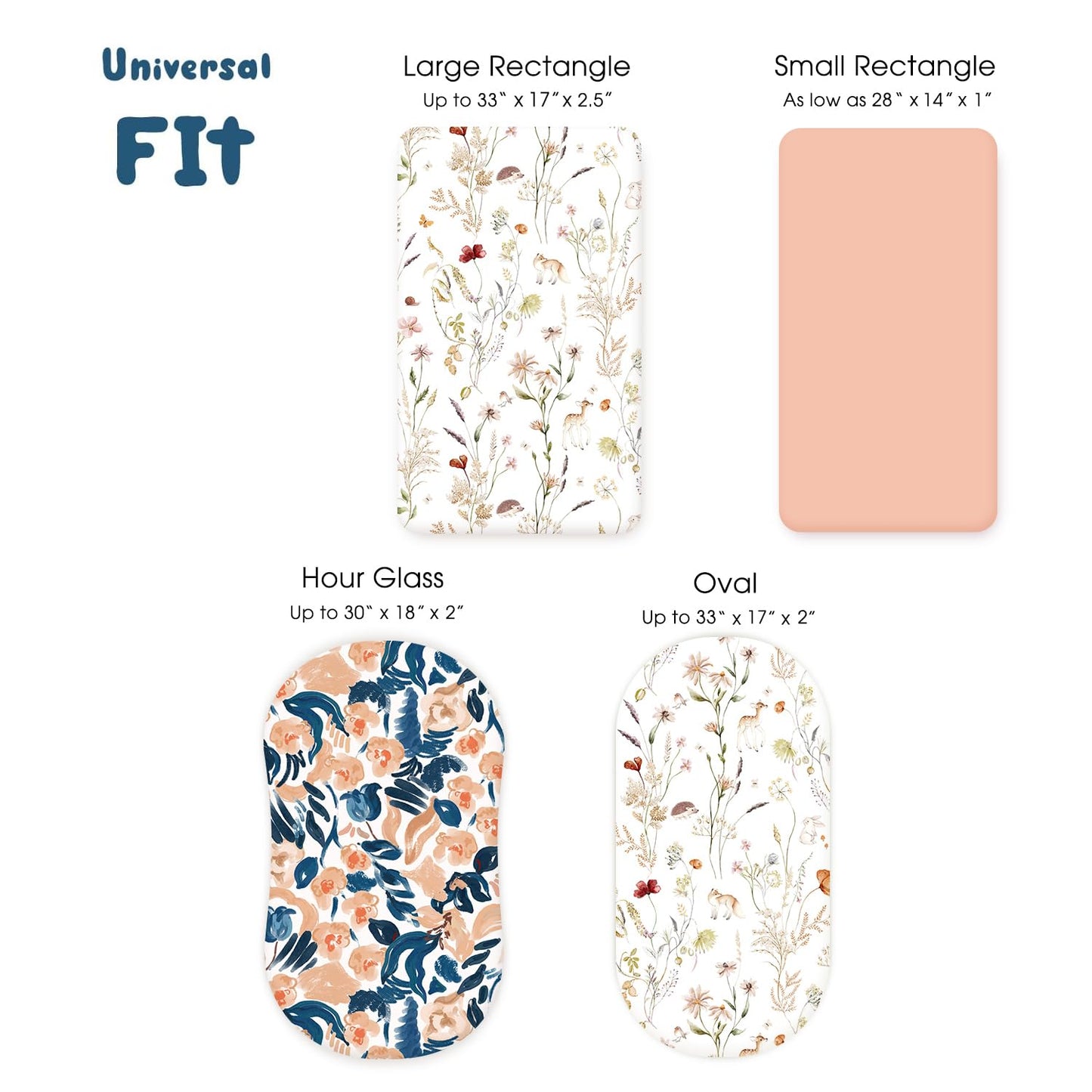 GRSSDER Stretchy Ultra Soft Fitted Bassinet Sheets 3 Pack, Universal Fit for Baby Cradle Moses Basket Oval Rectangle Mattress Safe and Snug, Dream & Blush Flora Stylish Print