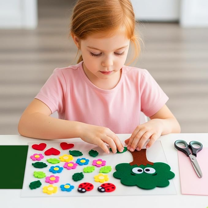 Caydo 12PCS Self Adhesive Felt Sheets, Soft Velvet Green Felt Fabric