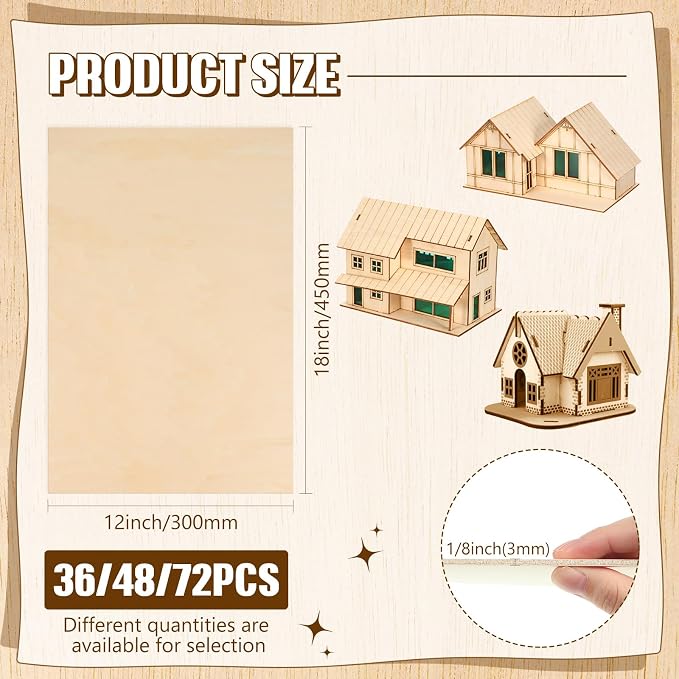 Riakrum Basswood Sheets Plywood Board Unfinished Wood Boards