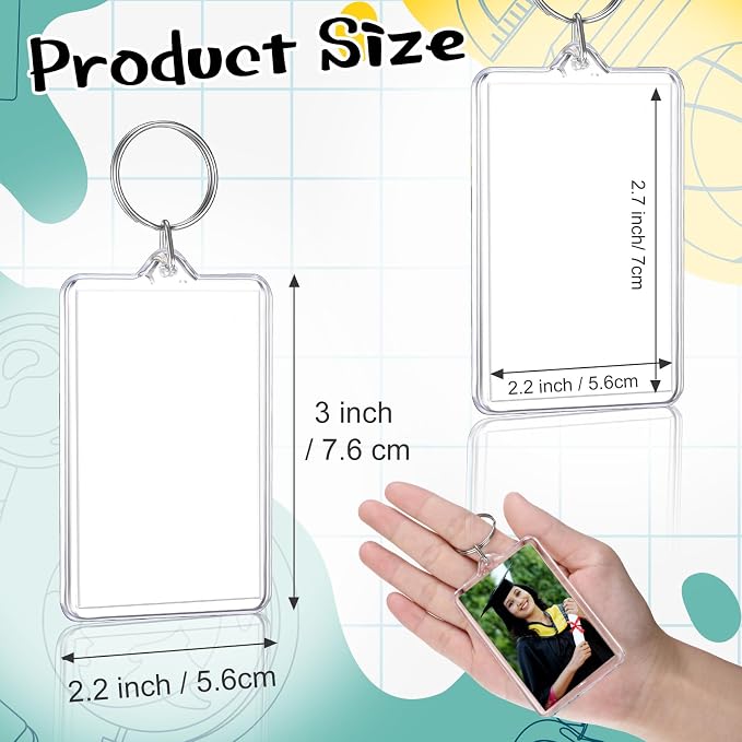 Yaomiao Acrylic Photo Frame Keychain Holder Photo Picture Insert Blank Keyring
