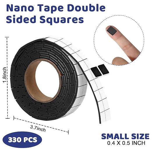330 PCS Double Sided Foam Tape Pre Cut 1/2 X 2/5 Inch Small Adhesive Foam