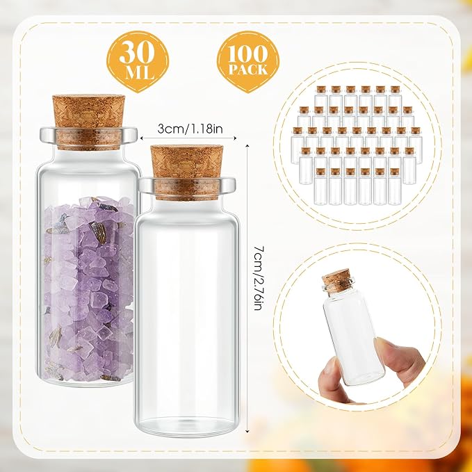 Gerrii 100 Pcs 30 ml Mini Glass Bottles