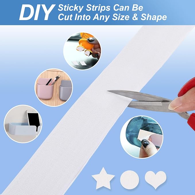 2''×27Ft White Heavy Duty Hook And Loop Tape Adhesive, No Punching Picture Wall