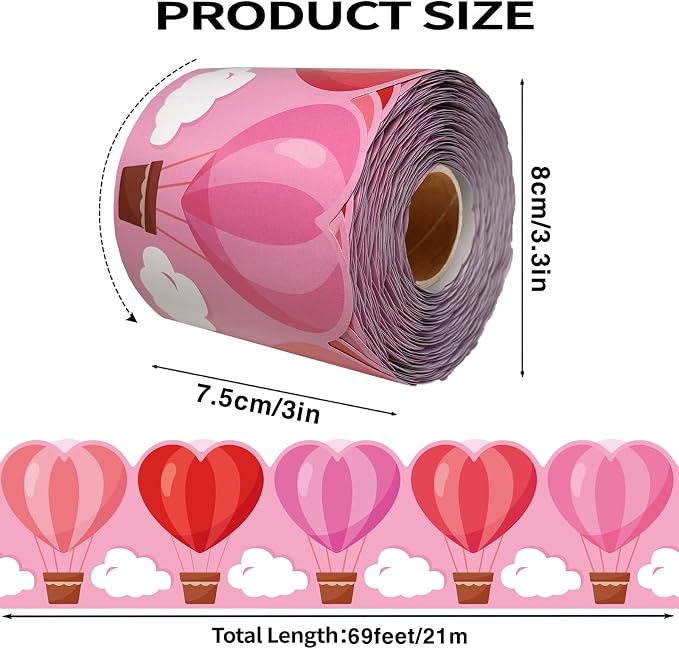 69 Ft Valentine’s Day Heart Hot Air Balloon Bulletin Board Border Love is in