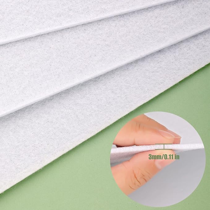 Savita 5pcs 25.4 x 22.8cm/10 x 9 inch 3mm Thick Felt Sheets, Stiff Felt Fabric