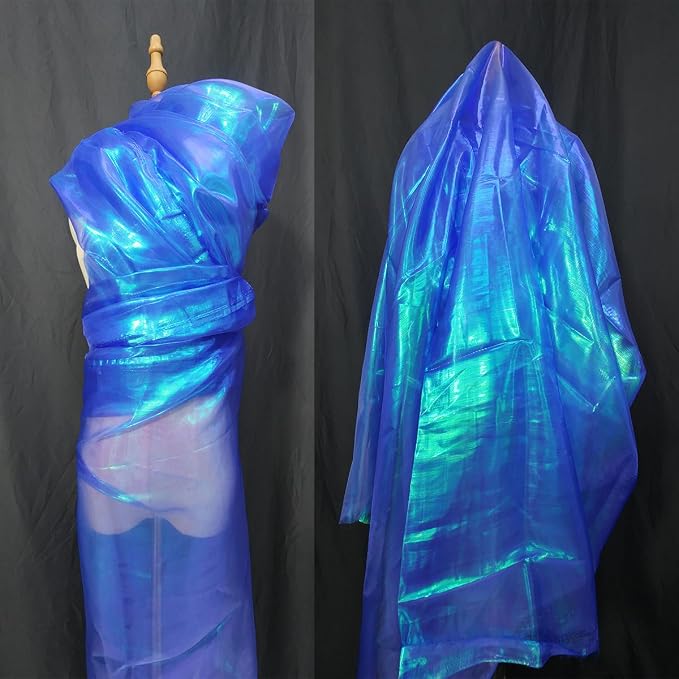 Royal Blue Iridescent Organza Fabric