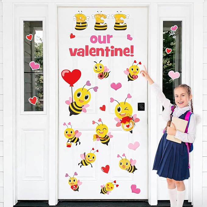 JarThenaAMCS Valentine' s Day Bee Classroom Door Decoration Bulletin Board Set