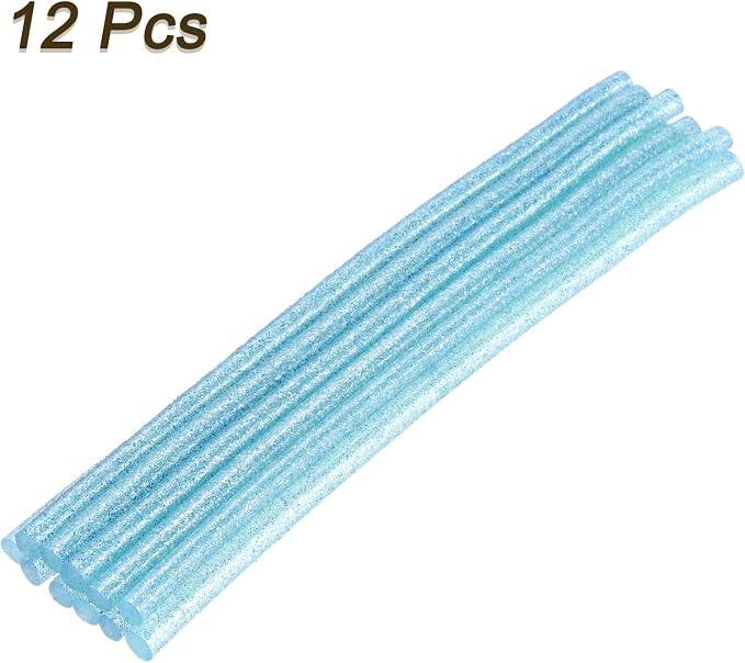 uxcell Mini Hot Glue Sticks for Glue Gun 7mm x 200mm Glitter Transparent Blue