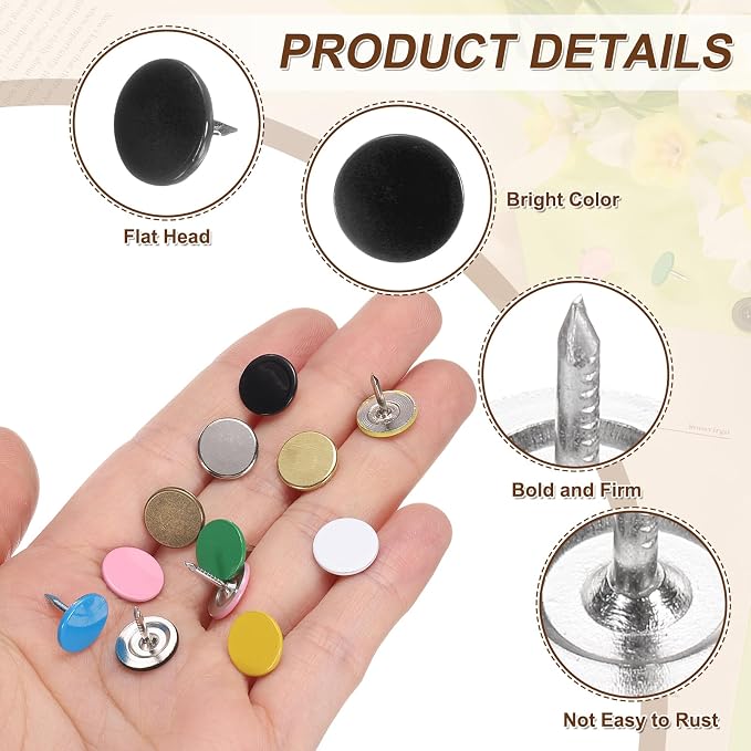 uxcell 150Pcs Upholstery Tacks, 11mmx10mm Flat Head Thumb Tack Decorative