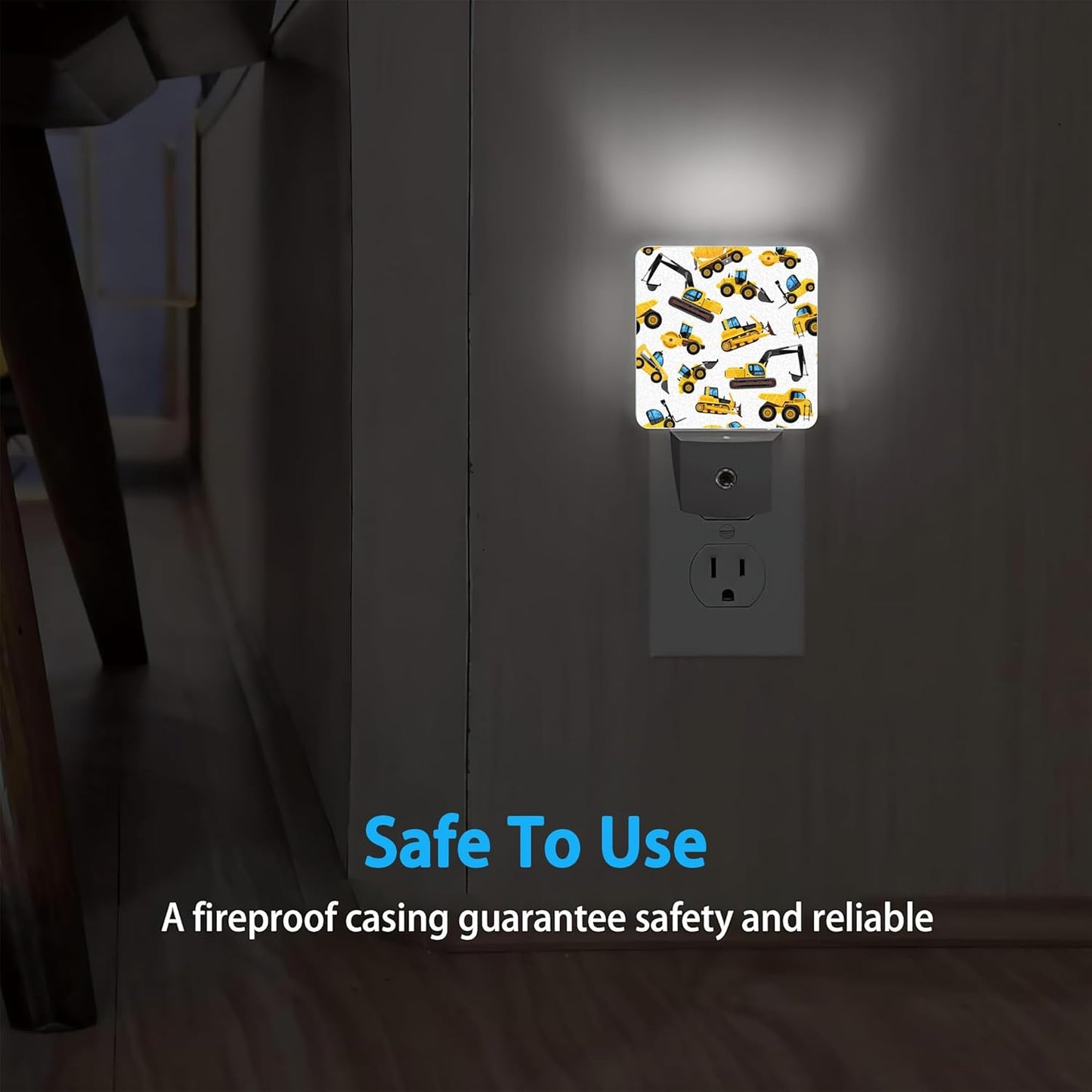 Construction Machines Night Light,Tractor Night Lights Plug into Wall Dusk to Dawn Sensor Led Lamp for Women Men,Led Lights for Stairway/Hallway/Bedroom,0.5W