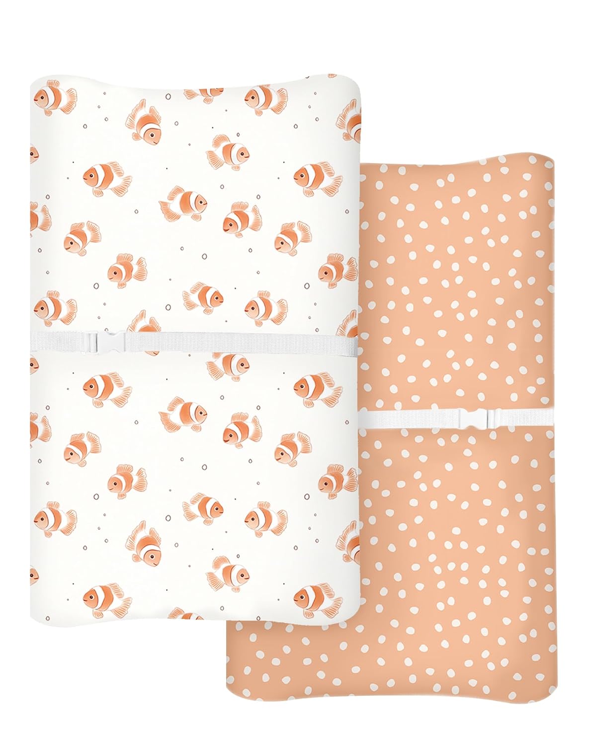 Changing Pad Cover for Baby Boys Girls 2 Pack, Fits Standard 32”×16” Changing Table Pads, Silky Breathable Stretch Knit, Machine Washable (Nemo Dots)