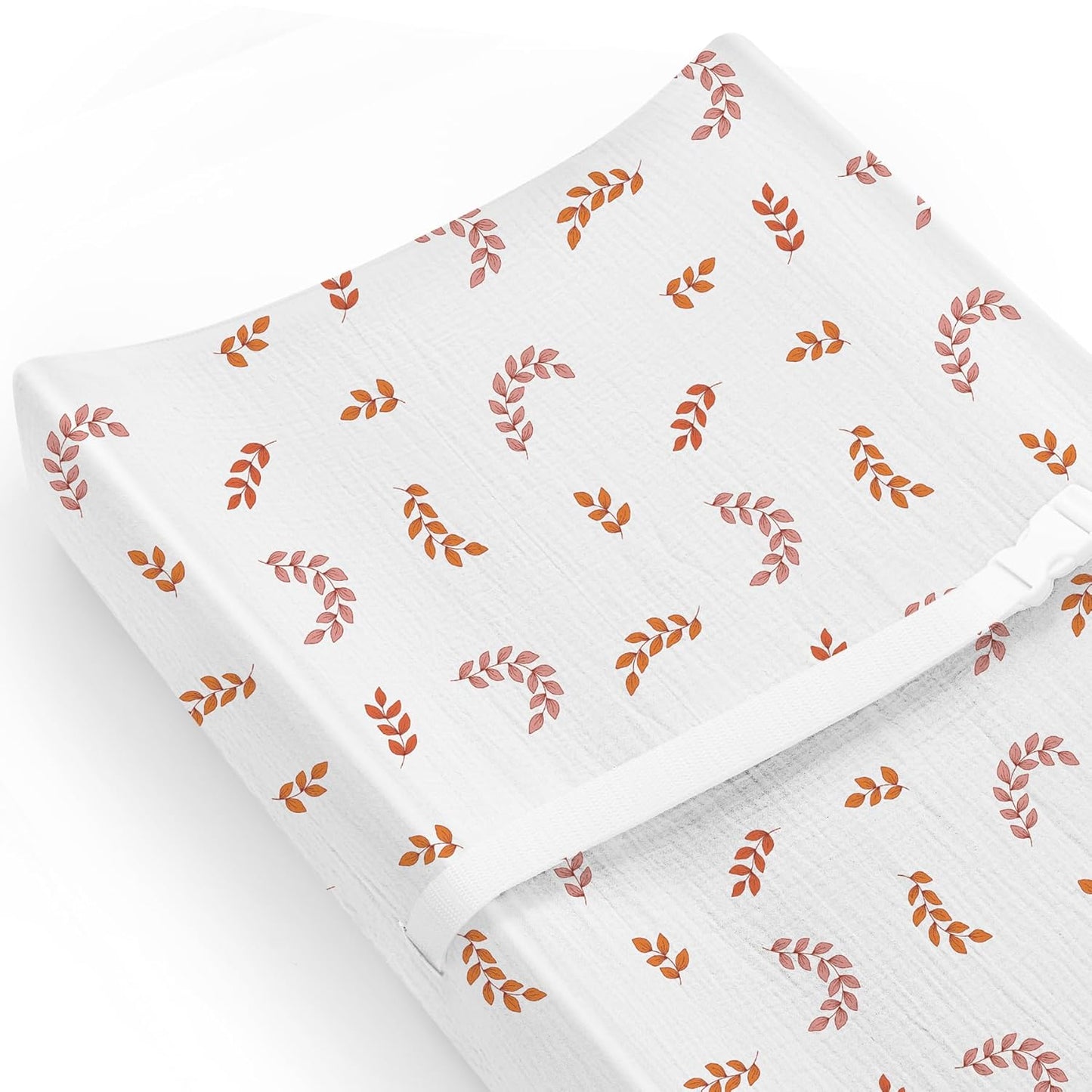 Changing Pad Cover for Baby Girls Boys, Muslin Changing Table Pad Covers with Boho Style, Neutral Color Soft and Breathable (Leaf)