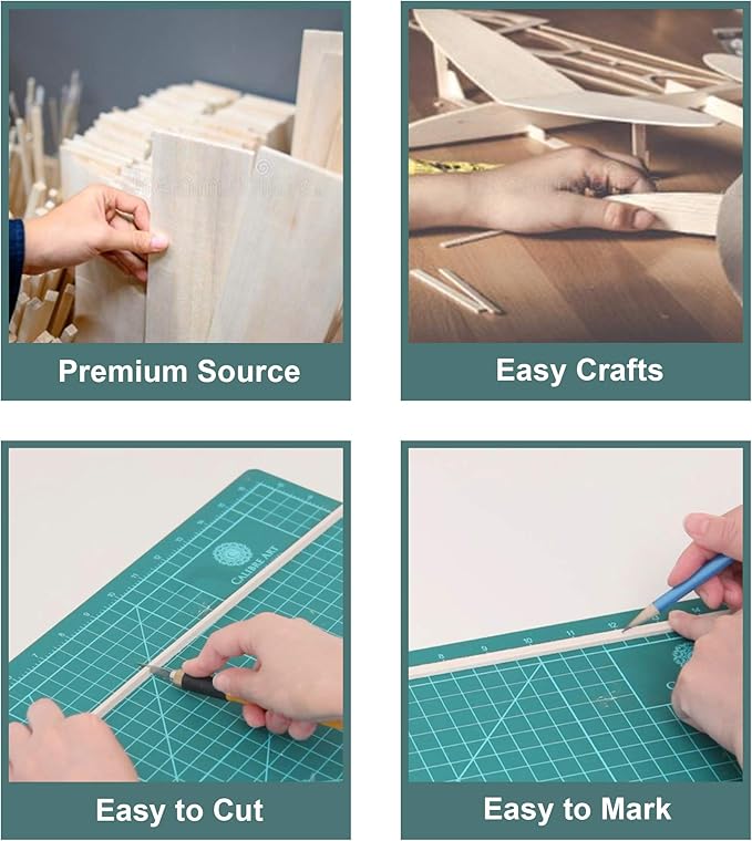 12 Sheets 8x4 Inch Unfinished Balsa Wood Sheets Thick
