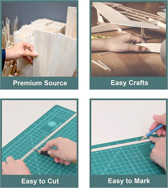 12 Sheets 8x4 Inch Unfinished Balsa Wood Sheets Thick