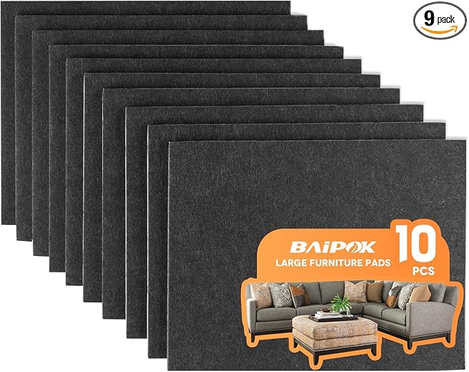 Felt Furniture Pads 10pcs 8" x 6" Adhesive Large Felt Pads, Cuttable Chair Leg