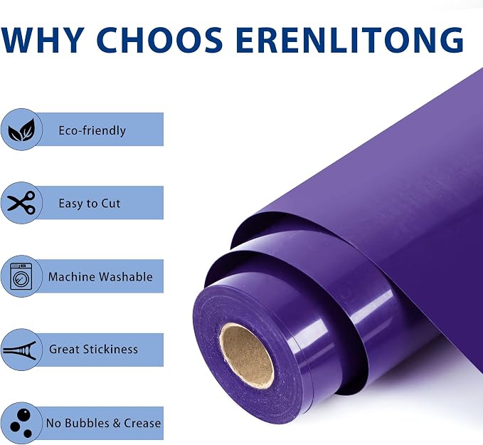 RENLITONG Purple Iron on Vinyl 12Inch by 50ft Roll Heat Transfer Vinyl