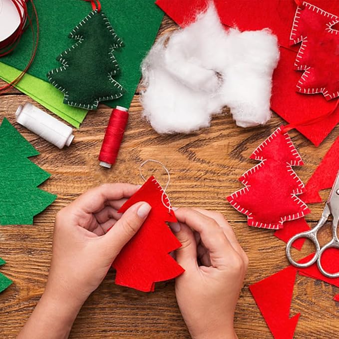 24 Pcs Felt Sheets for Crafts, 8 X 12 Inch Christmas Red Yellow White Fabric