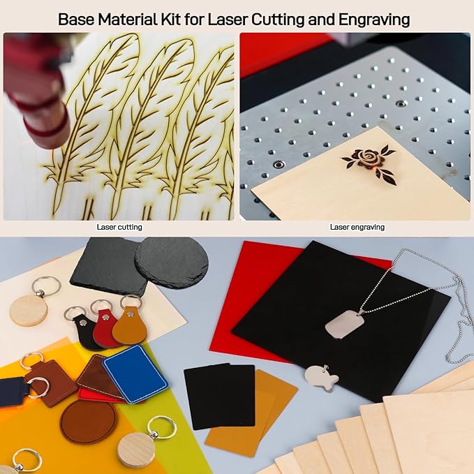 Adrattnay Laser Material Explore Kit, 17 Kinds Blanks Includes Basswood