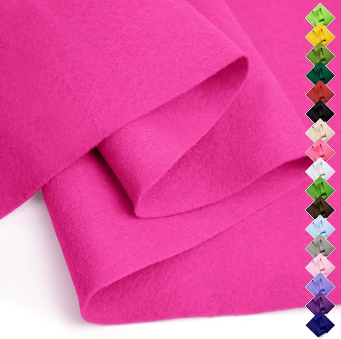Soft Felt Fabric Sheet 18" x 36", 1.6mm Acrylic Craft Felt, Fuchsia | Soft
