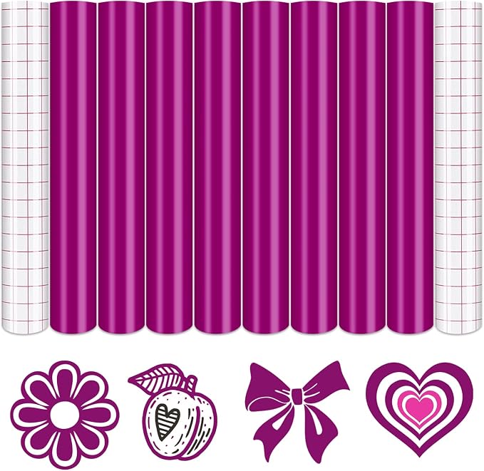Tintnut Pink Purple Permanent Vinyl 8 Sheets 12''x10'' Adhesive Vinyl | Solid