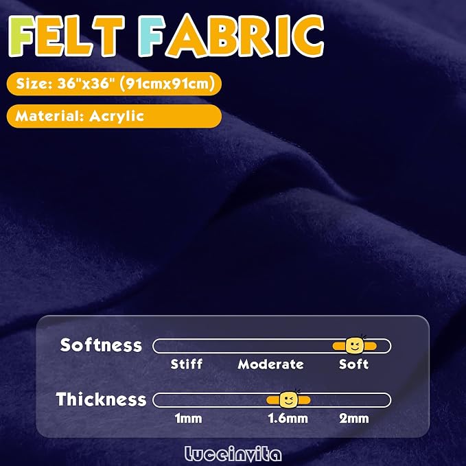 Navy Blue 36" X 36" Felt Fabric Sheet