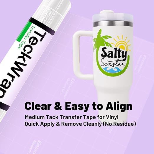 TECKWRAP Clear Transfer Tape for Vinyl -12INCH x 10 FT, Printable HTV, DIY