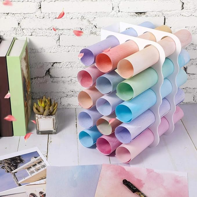 Outus Vinyl Storage Rack Acrylic 15 Holes Vinyl Roll Holder Craft Paper Storage