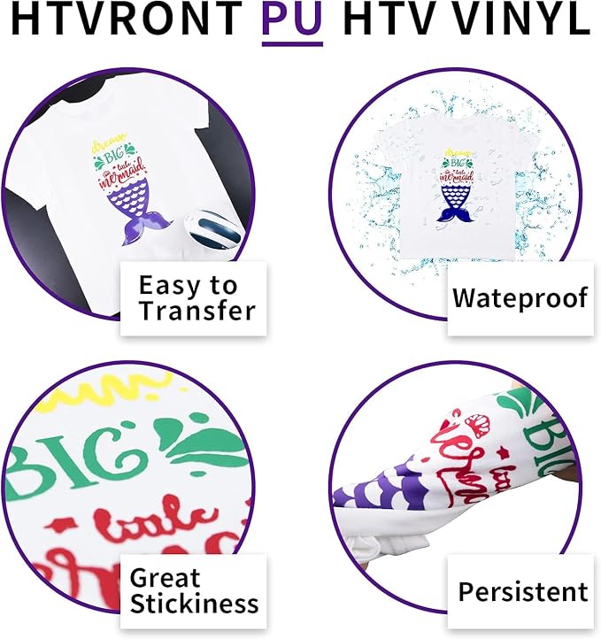 HTVRONT HTV Heat Transfer Vinyl: 24 Pack 12"x12" Purple Iron on Vinyl Sheet |