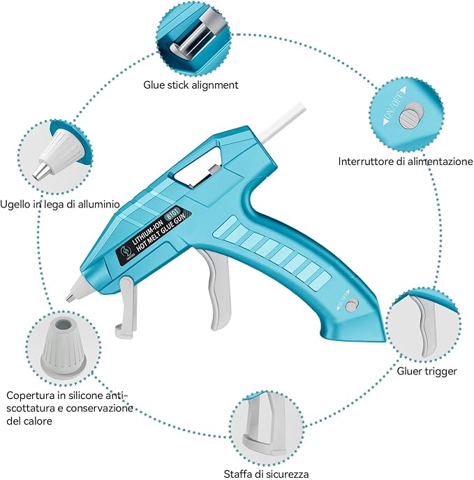 Cordless Hot Glue Gun 20W, Quick Heat Glue Gun & 30-Stick Glue Stick Set