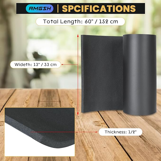 1/2" Thick × 13" Wide × 60" Long Closed-Cell Foam Neoprene Padding,