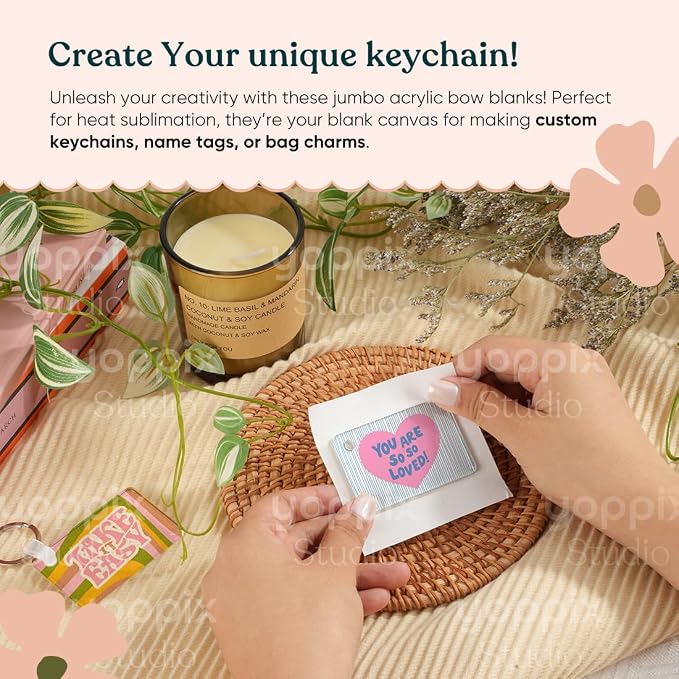 YOPPIX 90 Pcs Sublimation Acrylic Keychain Blank kit,