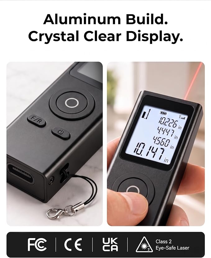 Cooper Ray, Mini Laser Measuring Tool, 2.7in 1oz Pocket Size Keychain Laser
