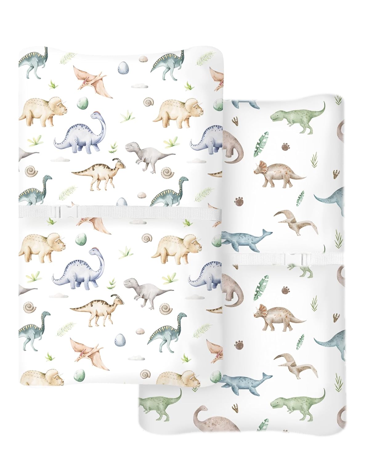 Changing Pad Cover for Baby Boys Girls 2 Pack, Fits Standard 32”×16” Changing Table Pads, Silky Breathable Stretch Knit, Machine Washable (Dino Pals)
