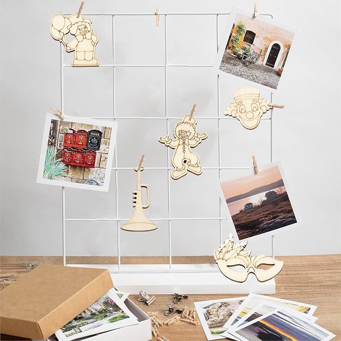 200 Pcs Unfinished Wooden Cutouts Carnival Blank Wood Slices Circus Wooden