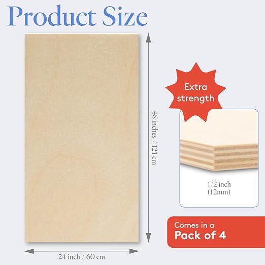 Baltic Birch Plywood 24 x 48 x 1/2 Inch - 12 mm Craft Wood