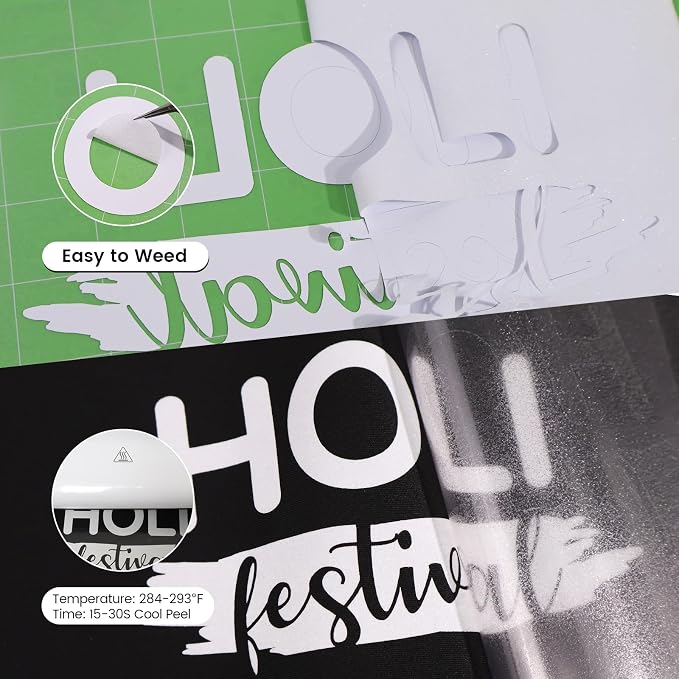 White Glitter HTV Heat Transfer Vinyl, Glitter Iron on Vinyl Roll 10" x 8ft |