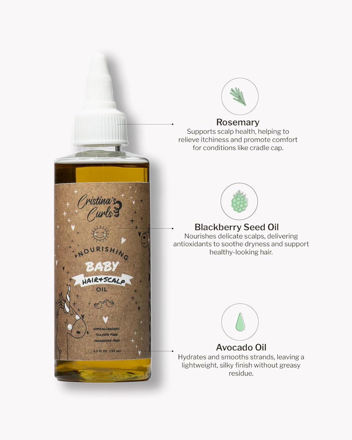 Cristina's Curls Baby Hair & Scalp Oil – Lightweight Massage Oil To Loosen Dry Flakes And Seal Softness