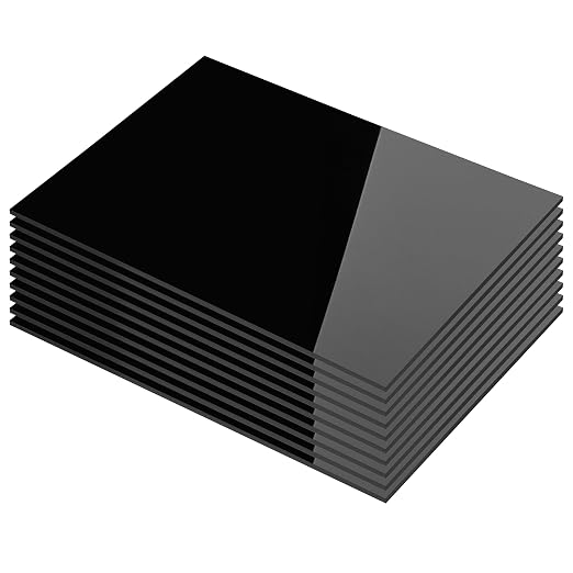 KAITELA Pack of 10 Black Cast Acrylic Sheet 5" x 7" x 1/8" Thick | Opaque;