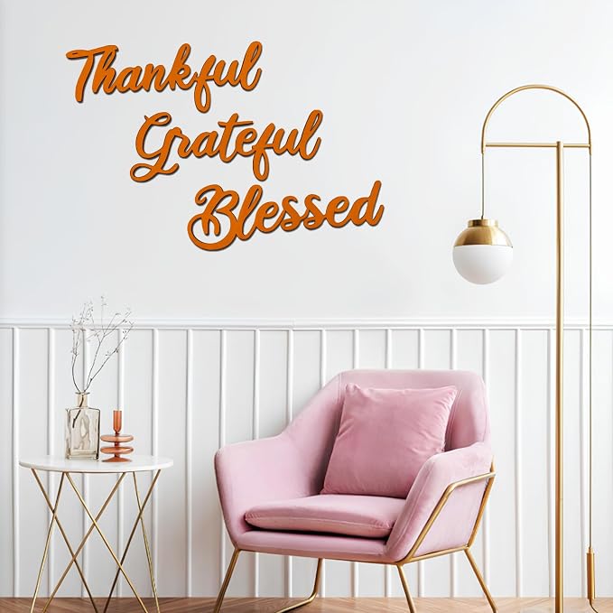 3 Pcs Unfinished Wood Thanksgiving Cutout Thankful Grateful Blessed Word