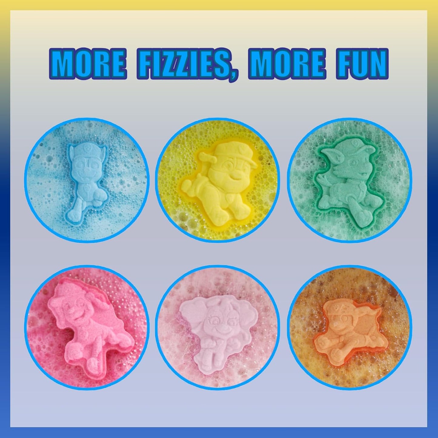 Paw Patrol 6 Pack Cucumber Melon Scented Bath Bombs Non-Toxic Character Molded Bath Bombs Fun and Bright Colors Great for Birthday Gifts, Stocking Stuffers, Slumber by Townley Girl